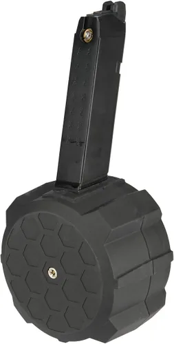 Vista 2 de HFC 145 Ronda de Alta Capacidad Tambor Mag 1911/AAP01/G18C/TM G Series Gas Airsoft Magazine (Color: Negro/Marrón)
