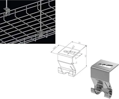 Vista 34 de Kable Kontrol Soporte de piso lateral de 2 pulgadas – Soporte de bandeja de cable de malla de alambre – Bandeja de malla de alambre Cesta de cables