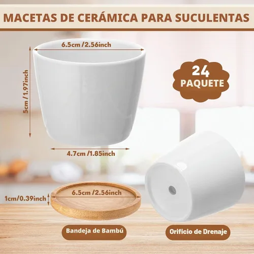 Vista 2 de Hsei - Paquete de 24 mini macetas de cerámica para suculentas de 2.5