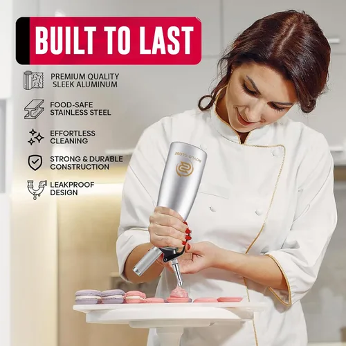 Vista 6 de Dispensador profesional de crema batida – Máquina de crema batida de 16.9 fl oz con agarre de silicona – Dispensador de crema batida casero