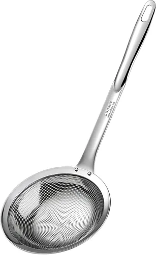 Vista 9 de Ugotit Cuchara espumadera de acero inoxidable, colador de malla fina para cocinar, desnatador de grasa y desnatador de olla caliente, accesorio