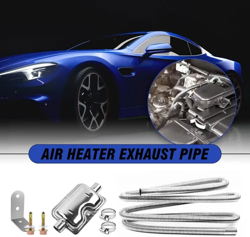 Vista 3 de 200cm/78" Tubo de escape para calentador diesel con silenciador y abrazaderas, manguera de 1"/2.5cm de acero inoxidable para calentador de aire