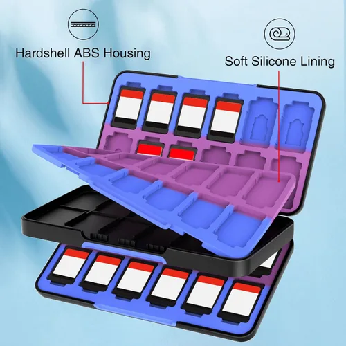 Vista 4 de Funda para tarjetas de juego Switch para Nintendo Switch/Switch OLED/Switch Lite, soporte para tarjetas de juegos con forro de color degradado