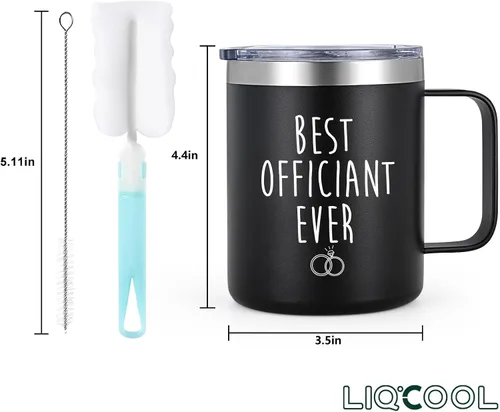 Vista 8 de LiqCool Officiant Gift, Best Officiant Ever - Taza de café aislada, 12 onzas, color negro