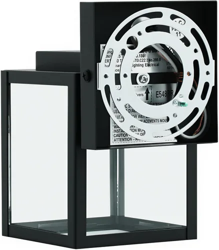 Vista 6 de mirrea Aplique de pared clásico de 7 pulgadas para exteriores, 1 luz en negro mate, marco de metal rectangular y pantalla de vidrio transparente