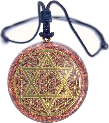 Vista 9 de Collar con Colgante Reversible de Orgón de Geometría Sagrada GRANDE 2.25 pulgadas 10.7cm