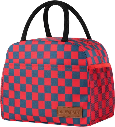 Vista 31 de douyadady Bolsa de almuerzo para mujeres/hombres, fiambrera mujeres/hombres (azul bebé+rayas blancas) Espacioso, ligero, impermeable, resistente