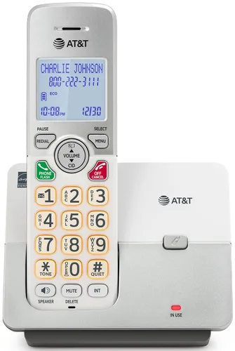 Vista 17 de AT&T Teléfono inalámbrico EL1101 DECT 6.0 Identificador de llamadas, teclado iluminado, pantalla LCD, altavoz dúplex completo, modo ECO, modo
