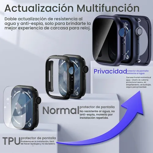 Vista 7 de Goton Funda impermeable con protección de privacidad compatible con Apple Watch, protector de pantalla de 40 mm para Series 6/5/4, SE 3/2/1