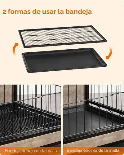 Vista 5 de Feandrea Mueble de Jaula para Perros, Mesa Auxiliar Lateral de 27.2 Pulgadas, Perrera Moderna para Perros en Interior hasta 30 lb, Jaula para Perros