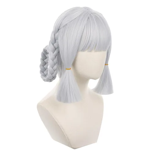 Vista 3 de Genshin Impact - Peluca de cosplay de anime con gorra de peluca gratis (Ayaka)
