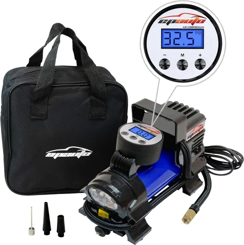 Vista 2 de EPAuto - bomba compresora de aire portátil 12 V CC, inflador digital de neumáticos Azul
