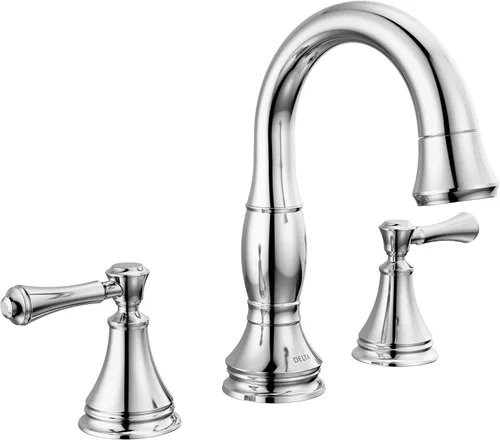 Vista 9 de Delta Faucet Cassidy - Grifo de baño extraíble hacia abajo, grifo de baño extraíble hacia afuera, grifo de baño dorado de instalación extendida de 3