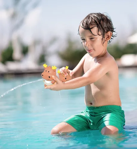 Vista 7 de DolliBu Moose Bath Buddy Squirter - Juguete de baño de goma de alce flotante, divertido juego de baño para niños pequeños, lindo y suave juguete