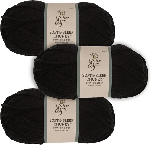 Vista 28 de Yarn Bee 5 – Hilo acrílico voluminoso para ganchillo y tejer – Madeja suave, 193 metros – Negro