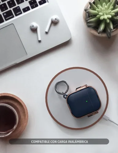 Vista 4 de funda para AirPods 1ra y 2da generación, funda Airpod con clip de llavero de cierre seguro, funda protectora de material híbrido de cuerpo completo