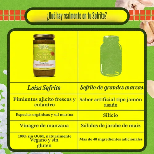 Vista 5 de Loisa Sofrito - Salsa de cocina, sin OGM, sin MSG, sin conservantes, sin colorantes artificiales, sin sabores artificiales, vegano, sabor latino