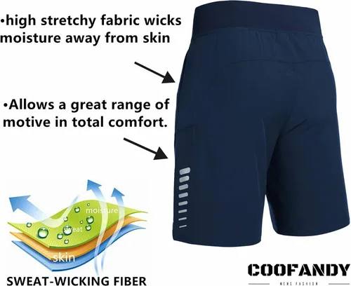 Vista 3 de COOFANDY Pantalones cortos de entrenamiento para hombre, gimnasio, atlético, para culturismo, secado rápido, correr, senderismo, entrenamiento