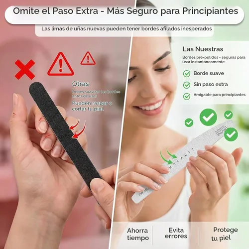 Vista 5 de Makartt Lima de uñas, limas de uñas de grano 100/180 para uñas naturales, tableros de esmeril fuertes profesionales para uñas de doble cara
