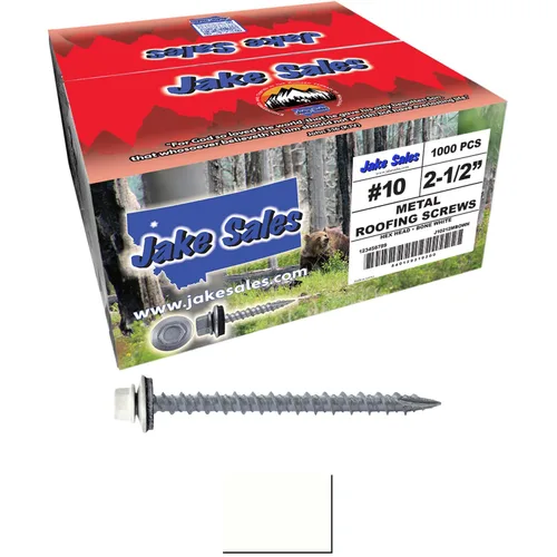 Vista 19 de 10 tornillos para techos de metal gris ABC de 2-1/2 pulgadas, cabezal de arandela hexagonal, arranque automático/roscado, arandela EPDM. 1 bolsa