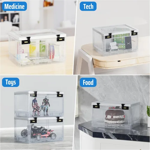 Vista 3 de Caja de seguridad con casillero, caja de seguridad para oficina, escuela, artículos personales para el hogar, gabinete con cerradura