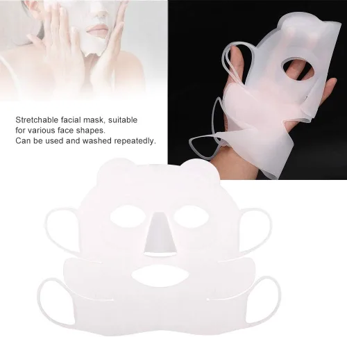 Vista 7 de Máscara facial reutilizable de silicona con gancho para la oreja de panda, máscara hidratante facial de belleza, evita la evaporación del suero