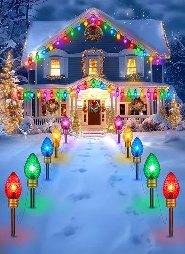 Vista 7 de Strawberry Jumbo C9 Luces de Camino de Navidad para Exteriores - 8.5 Pies 5 Luces LED C9 de Navidad, Luces C7 Cubiertas Jumbo Multicolor Luces
