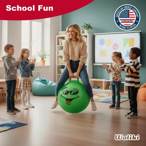 Vista 8 de WALIKI Bola de Saltar Juguetes para Niños y Niñas de 3, 4, 5 y 6 Años Bola de Salto Terapéutica Verde de 18" para Niños Juguetes al Aire Libre