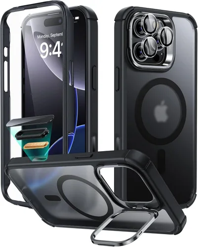 Vista 11 de ESR - Funda completa para iPhone 14 Pro Max, con soporte, MagSafe, a prueba de caídas de grado militar, protector de pantalla incorporado de vidrio