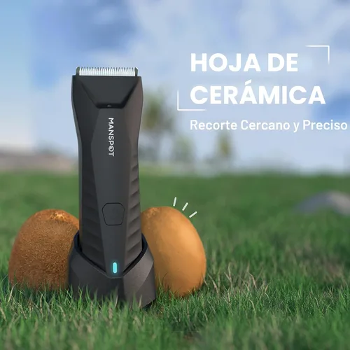 Vista 2 de MANSPOT Recortador de pelo corporal y púbico para hombres, recortador eléctrico de pelo de ingle, cabezales de cuchilla de cerámica reemplazables