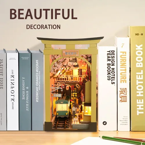 Vista 4 de Flever Kit en Miniatura de Rincón de Libro para Casa de Muñecas DIY, Decoración de Inserción de Estantería Booknook DIY, Kit en Miniatura