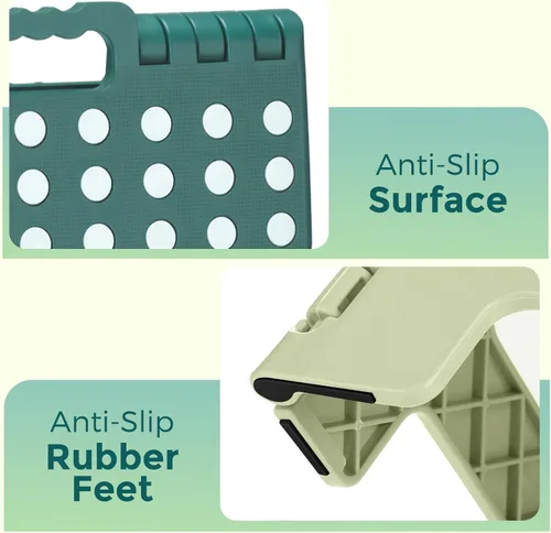 Vista 5 de ACKO Taburete plegable de 13 pulgadas, soporta 300 libras para adultos y Bicolor Verde