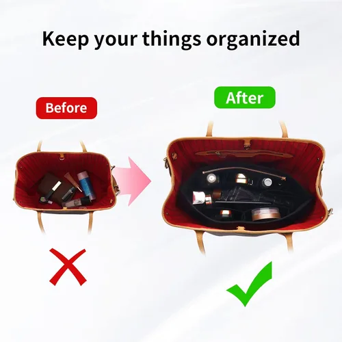 Vista 7 de Organizador de fieltro para bolso, organizador de bolsas adecuado para Speedy 30, Neverfull PM y organizador de moldeador de base para bolsa de mano