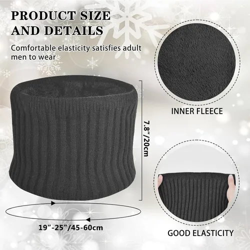 Vista 3 de Gorro de invierno para hombre, guantes para pantalla táctil, calentador de cuello 3 en 1, conjunto con forro polar