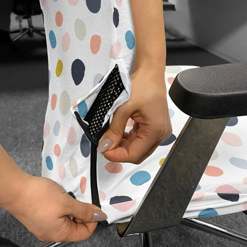 Vista 25 de Lunarable Funda para silla de oficina tribal, diseño azteca, nativo americano, geométrico, simbolismo étnico con espirales de triángulos, elástico