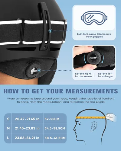 Vista 4 de Findway Casco de Esquí [Actualización] Casco de Snowboard para Adultos, [Compatible con Gafas] Carcasa de ABS Duradera, Espuma EPS Protectora y Dial