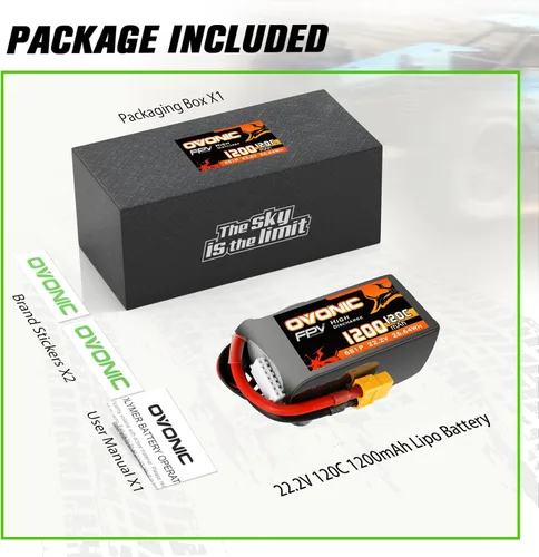 Vista 6 de OVONIC 6s Lipo Batería 120C 1200mAh 22.2V Lipo Batería con XT60 Conector para RC FPV Racing Drone Quadcopter