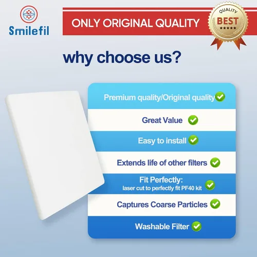 Vista 7 de Smilfil PF40 - Paquete de 5 almohadillas de repuesto para prefiltro compatibles con IQAir PF40 Purificador de aire de prefiltración de polvo grueso