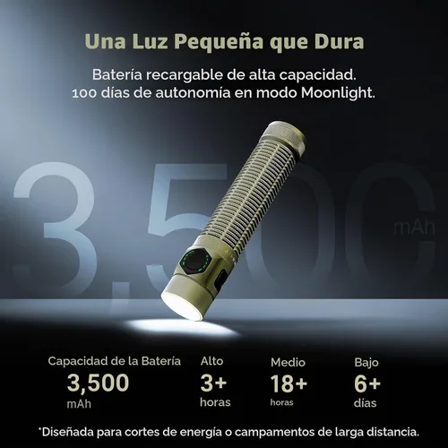 Vista 6 de OLIGHT BatonUltra - Linterna EDC recargable, 1800 lúmenes, 6 modos de luz de bolsillo con luz blanca pura, linternas LED brillantes USB C