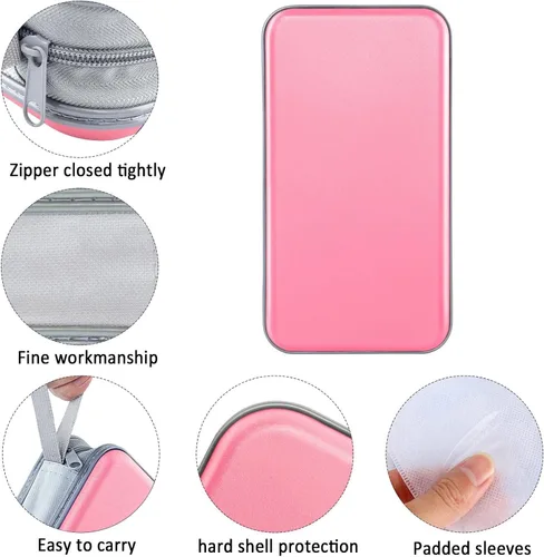 Vista 2 de Siveit Funda para CD, soporte para CD/DVD, cartera con capacidad para 80, fundas para CD y DVD, estuches duros de plástico para CD y DVD, Rosa claro