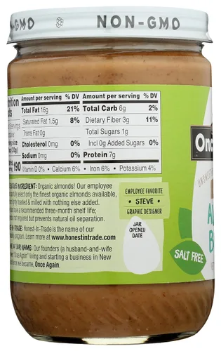 Vista 4 de Onceagain Mantequilla de almendra orgánica ligeramente tostada y cremosa 16 oz