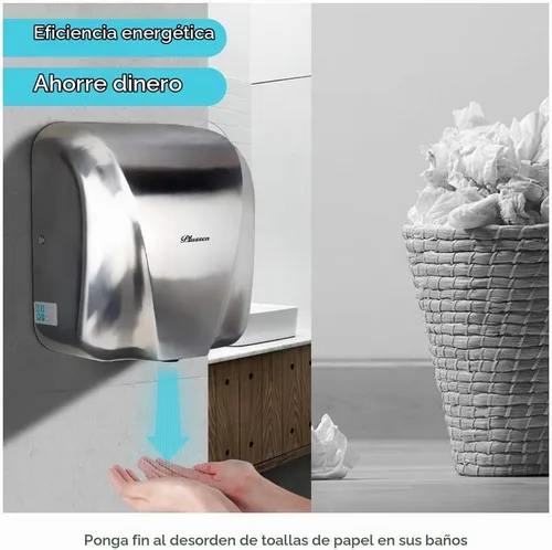 Vista 2 de Secadores de manos automáticos comerciales para baños, de acero inoxidable de alta resistencia de 1800 W, aire caliente, compacto, eléctrico