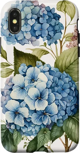 Vista 5 de Watercolour Vintage Blue Hydrangea with Flower Flower Case for iPhone 17