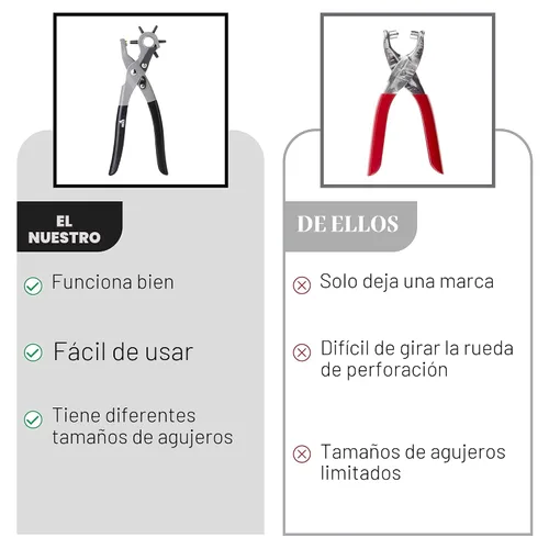 Vista 8 de UNCO- Herramienta de perforación de cuero para perforación, 5/64", 3/32", 7/64", 1/8", 5/32", 3/16" 6 Different Hole Sizes, Durable Hole Punch for