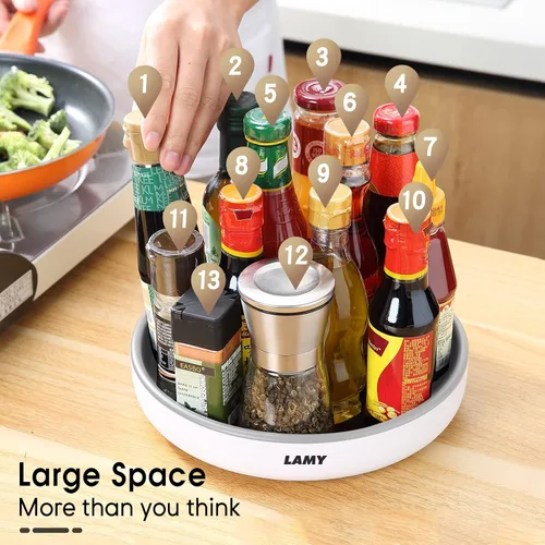 Vista 6 de LAMY Lazy Susan Organizador, paquete de 2 platos giratorios Lazy Susan de 10 pulgadas para gabinete, refrigerador, mesa de comedor y mesa