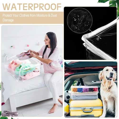 Vista 6 de Windyun 16 bolsas de almacenamiento de vinilo transparente con cremallera con asa, bolsas de almacenamiento de mantas de plástico para suéter, ropa