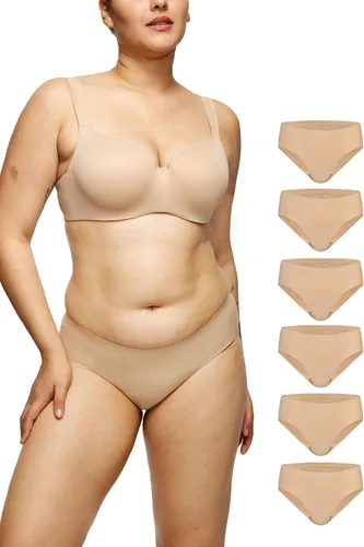 Vista 8 de Ropa Interior Bikini Sin Costuras LEAKPROOF2.0 para Mujeres Bragas de Período que Sostienen 6 Tampones Ropa Interior a Prueba de Fugas, beige