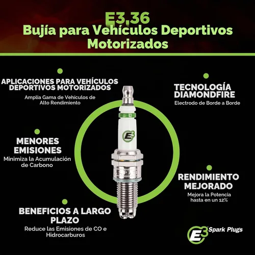 Vista 2 de E3 Spark Plug E3.36, bujía para deportes motorizados, 1 unidad