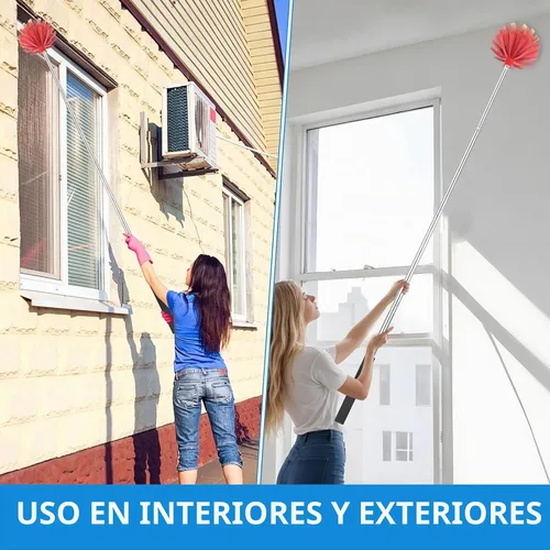 Vista 4 de Plumero de telaraña con poste de extensión, cerdas rígidas medianas y Rojo