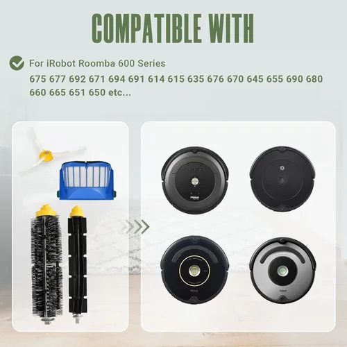 Vista 6 de Piezas de repuesto Kit de accesorios para iRobot Roomba 675 694 692 614 670 677 671 691 676 639 679 615 600 Series Robot aspirador, 1 cepillo